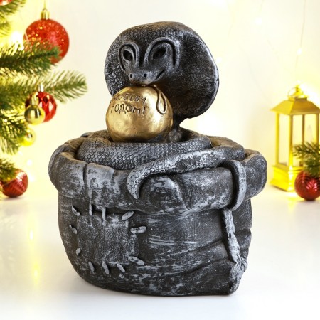 New Year. Symbol 2025. Piggy bank "Snake in a bag" 21x18x23cm, silver-1