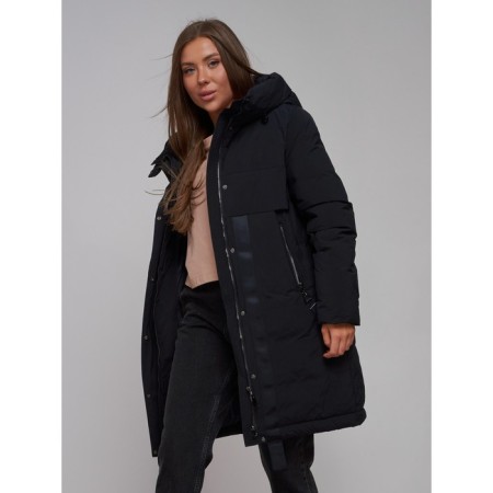 Coat insulated winter female, size 50, black color-17