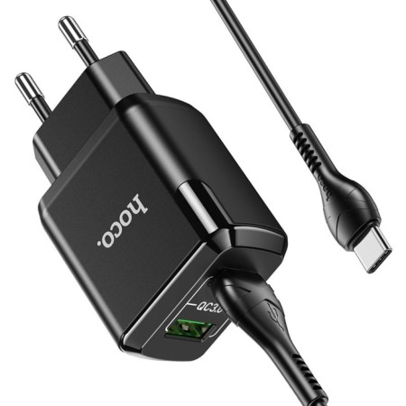 Network charger Hoco N6, 18 W, 2 USB Qc3.0 - 3 A, black-5