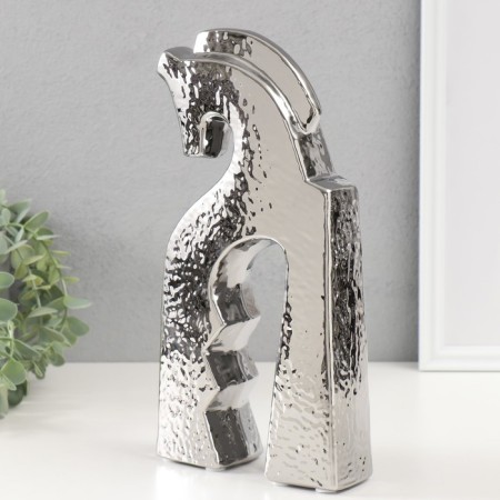 Souvenir ceramics "faithful horse" silver 4.8x14.5x29 cm-2