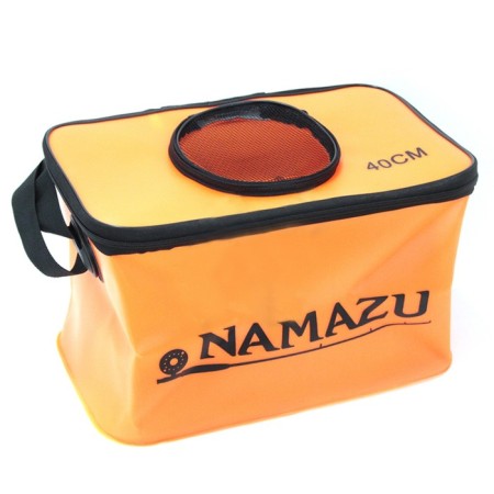 Bag-kan namazu is folding with a window, size 45x26x25. PVC material, orange color
