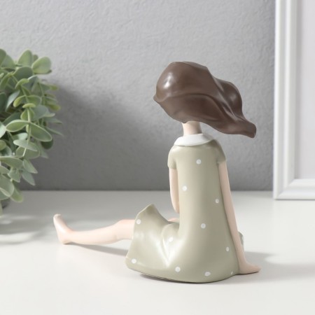 Polystone souvenir "Baby in a green polka dot dress" 19x9.5x14.5 cm-2
