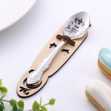 A spoon is registered, tea, with an engraving 