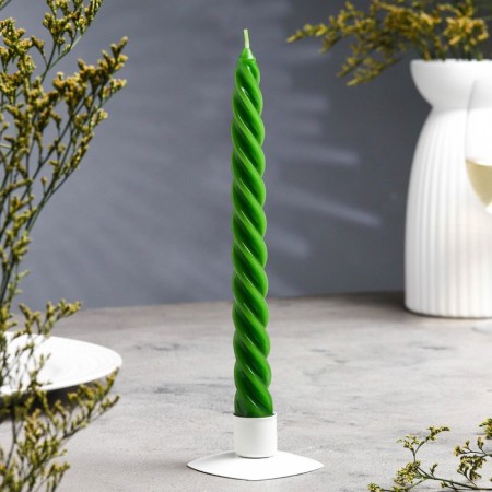 Candle twisted, 2.3x 24.5 cm, 5 hours, 50 g, dark green