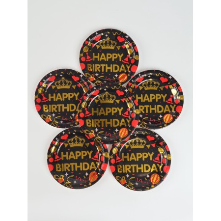 A set of paper utensils "Happy birthday", set 12 pcs., Black color-3