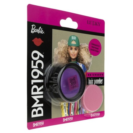 Hair powder Barbie BMR1959, in a set with a sponge, purple color-2