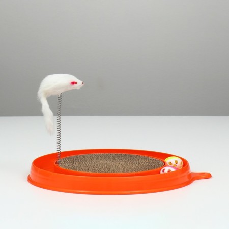 Gaming complex (corrugated rod, mouse on the spring and 2 balls), orange-1