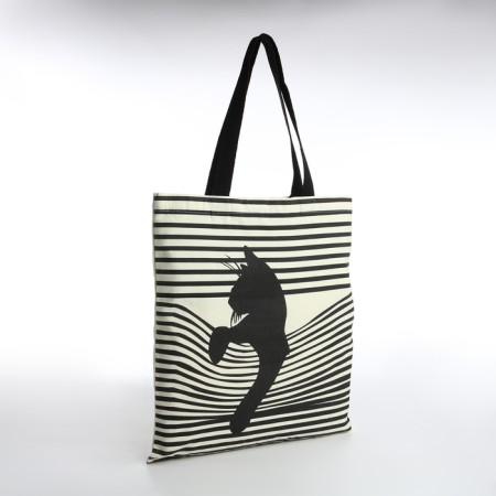 Bag Schoper without fastening, from textiles, beige color