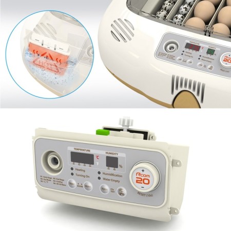 Incubator, 20 eggs, automatic coup, 65 V, with ovoscope, rcom-2
