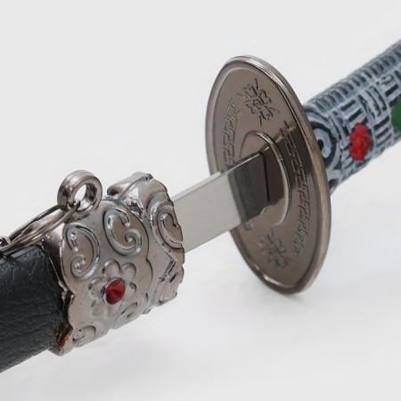 Suv. Product Katana-Mini 2B1 on a stand, black scabbard with white rhombuses 16/20cm mix-3