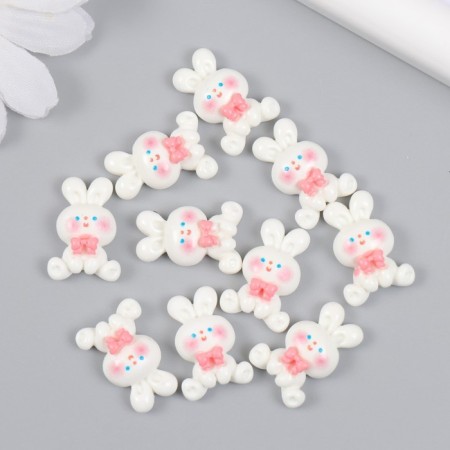 Decor for creativity Plastic "White Bunny with a bow" set 10 pcs 2x1.2 cm-2