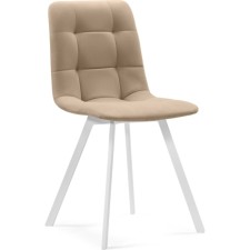Stool on a metal frame chilli metal/velor, white/beige 43.5x50x87.5 cm