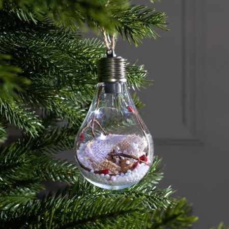 Christmas ball "New Year", batteries, 5 LED, white glow