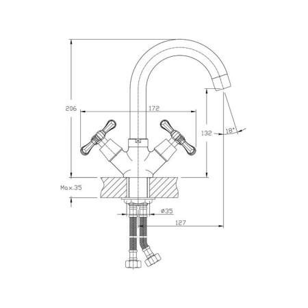 Kitchen mixer Rush Bianki Bi7650-23, two-wound, chrome-1