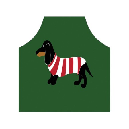Apron kitchen with a photo print "Dachshund in a striped T -shirt", adjustable, size OS-2