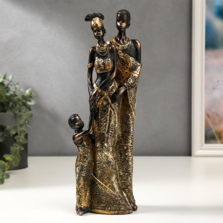 Souvenir Polystone "African Family" outfit with mirror mosaics 30.5x7.5x10.3 cm