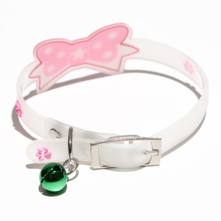 Collar "bow", 28 x 1 cm, Osh 18-24 cm, transparent/pink-1