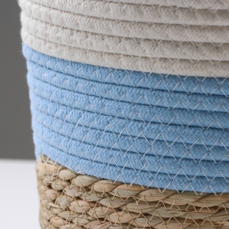 Kashpo wicker "Namibia", 25.5x25.5x23 cm, natural, blue, white-2