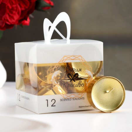 Set of candles in the sleeve "Circle", 12 pcs, metallic, gold-6
