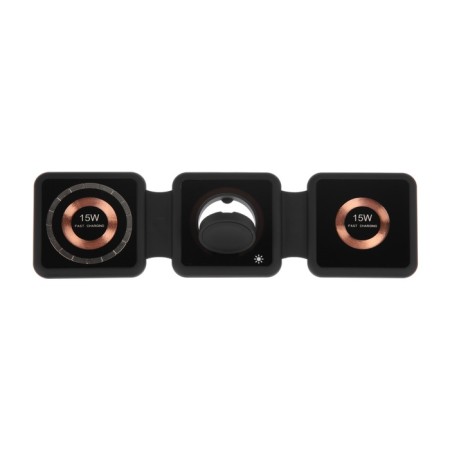Wireless charging 3 in 1 h39, 15 W, backlight, support magsafe, folding, glass, black-1