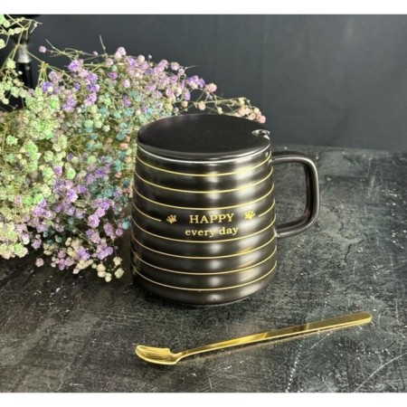 Lenardi mug, with a lid and spoon, porcelain, 400 ml