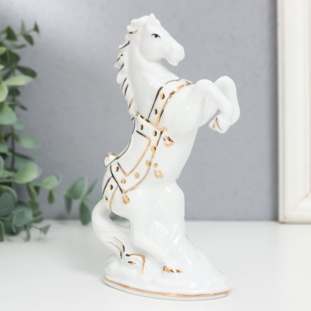 Souvenir Ceramics "White Horse on the Hids" with gold, 15 cm-4