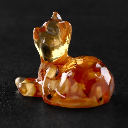 Сувенир "Кот с бантиком", лежит, янтарь-1
