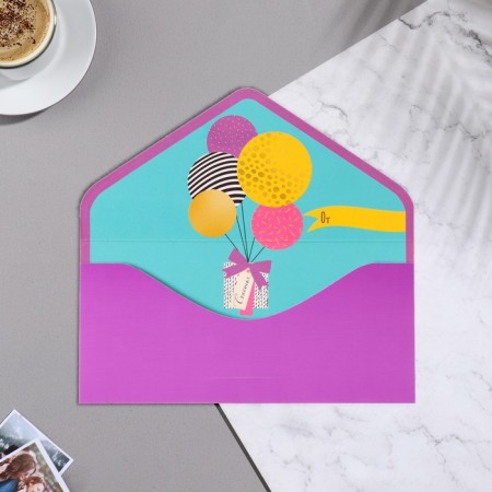 Envenue for money "for you!" Cutting, embossing, purple background, 9.3x19 cm-1