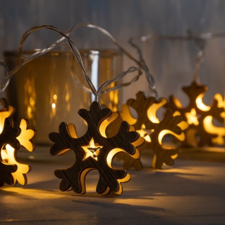 Garland “thread” 2.5 m with nozzles “snowflake”, ip20, transparent thread, 10 LED, warm white glow, AAH2-2