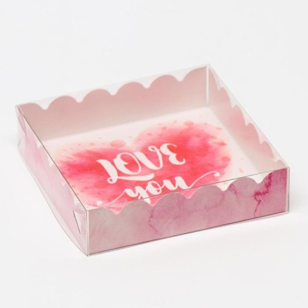Box for cookies with PVC lid, "love", 12 x 12 x 3 cm