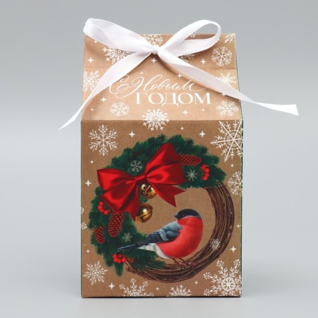 Packaging for confectionery "Happy New Year", bullfinch, 8 x 10 x 16 cm, New Year-2