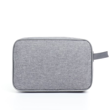 Cosmetic bag on a zipper, with a lining, external pocket, gray color-1
