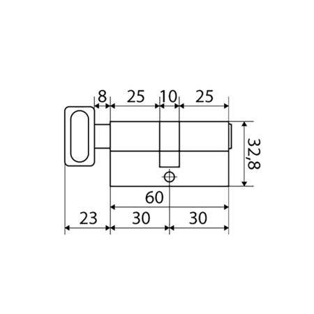 Cylinder mechanism Max Standard, 60 mm (30x30V), 5 keys, key/turntable, ancient bronze 106639-2