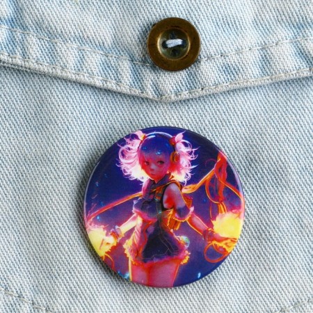 Metal anime icon, neon set, d = 38 mm, 4 pcs.-10
