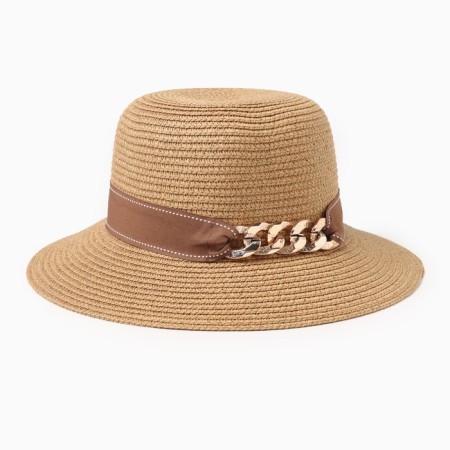 Women's hat with a chain minku beige color, rn 58