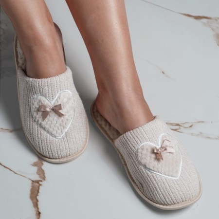 Women's slippers shine, size 40, beige color