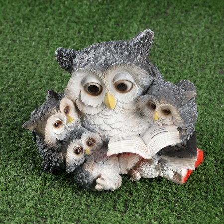 Garden Figure "Owl with Oblits and Book" 17x15cm-1