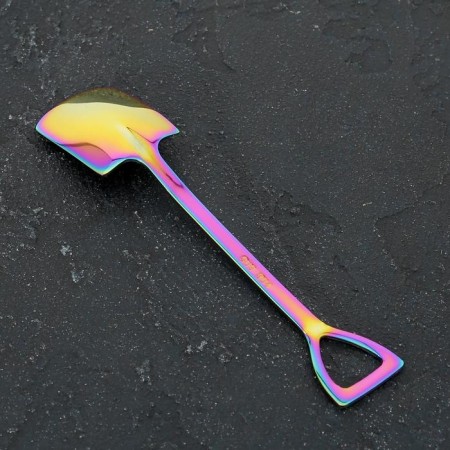 A dessert spoon made of stainless steel Magistro “shovel”, length 15.5 cm, rectangular shape, chameleon color-1