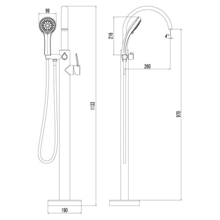 Lemark Atlantiss LM3244C bath mixer, single -leaf, floor, watering can-1