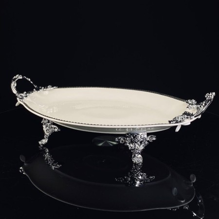 Dish with handles Lenardi Atlantis, on legs, porcelain, length 41 cm
