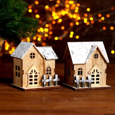 Light decor desktop "houses" 9.5 cm, mix-2