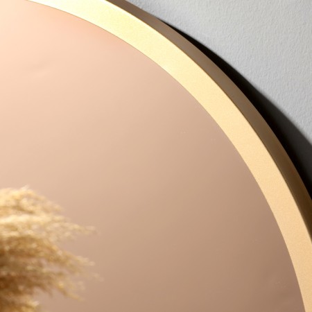 Wall mirror in a round case made of metal, d = 60, gold ruby-1
