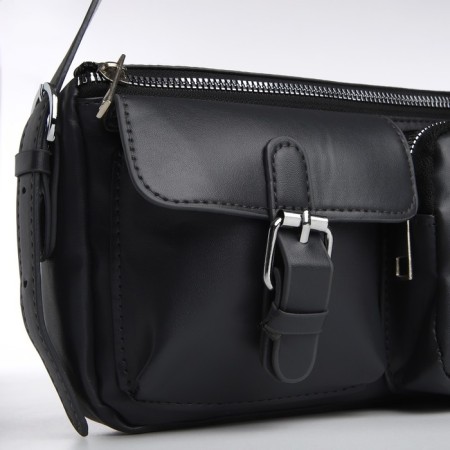 Female bag with pockets of leatherette, graphite color-6