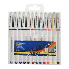 A set of gel pens, 10 colors, white body with colored inserts, in a blister