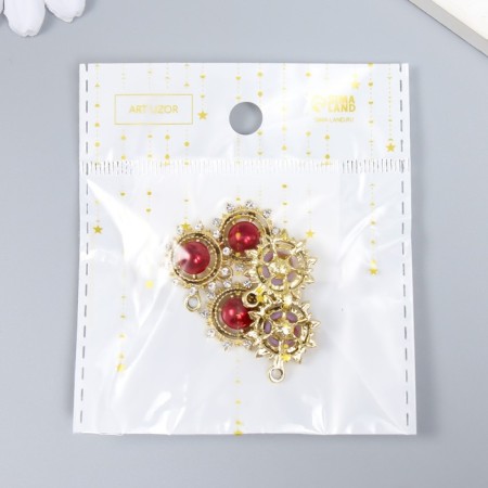 Decor for creativity metal, rhinestones "helm with ruby" gold 2x1.7 cm-3