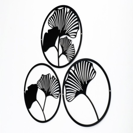 Metal panel "flowers" black, set of 3 pcs. 15x15cm-1