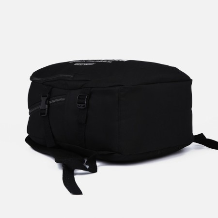 Young backpack from textiles on lightning, 3 pockets, black color-4