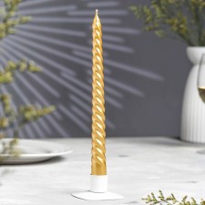 Candle twisted, 2.2x 25 cm, lacquered in thermal grip, gold metallic