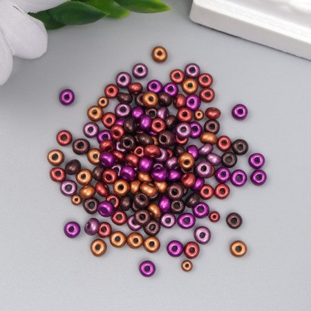 Glass beads 6/0 "metallic. Melange. Violet-coffee" 10 g