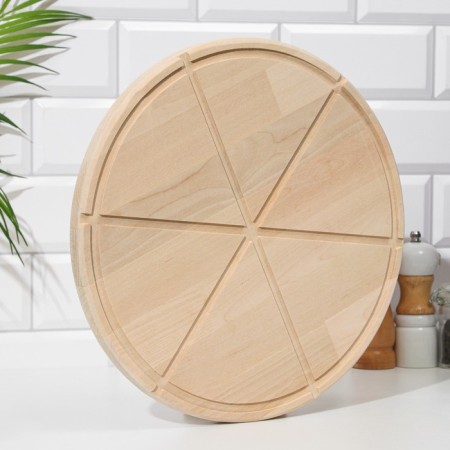 Wooden board with a groove "for pizza" for 6 pieces of 32x32x1.8 cm birch